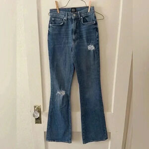 BDG urban outfitters dark wash stretch high waisted flare jeans size 25